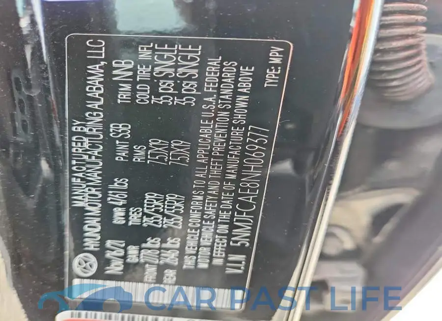 5NMJFCAE8NH069377# 13