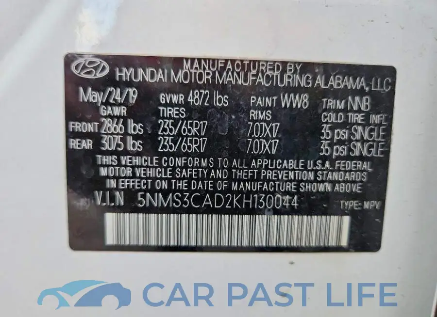 5NMS3CAD2KH130044# 13
