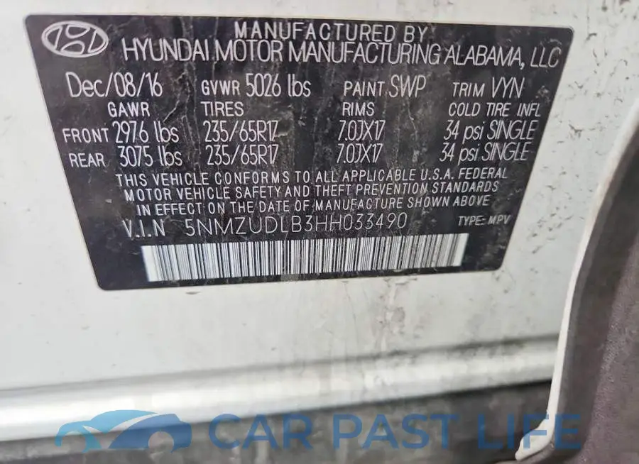5NMZUDLB3HH033490# 12
