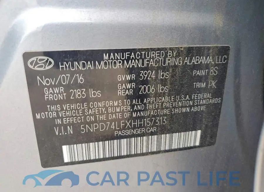 5NPD74LFXHH157313# 12