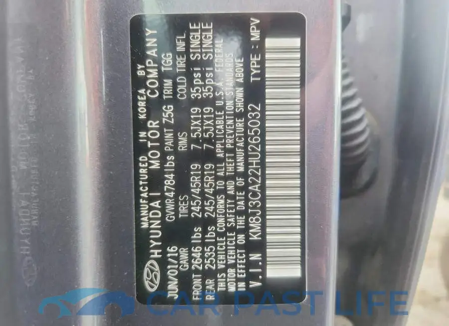 KM8J3CA22HU265032# 13