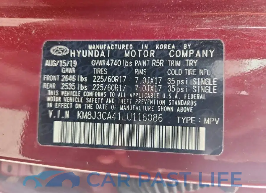 KM8J3CA41LU116086# 14