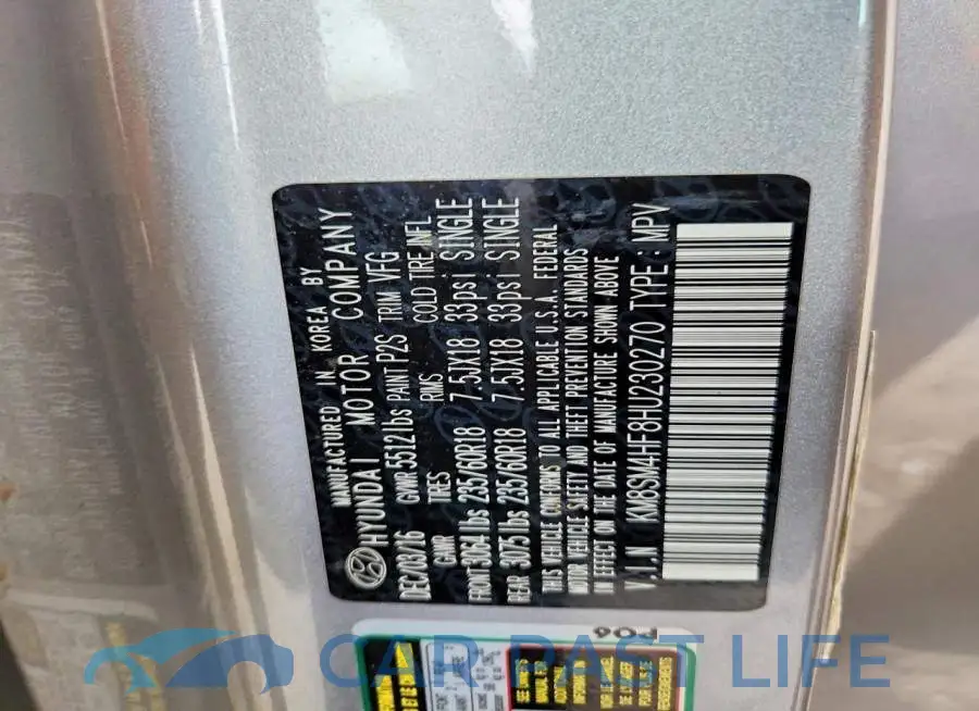KM8SM4HF8HU230270# 12