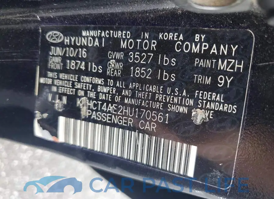 KMHCT4AE2HU170561# 12