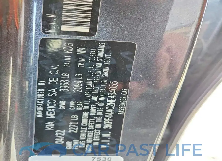 3KPF44AC2NE484055# 12