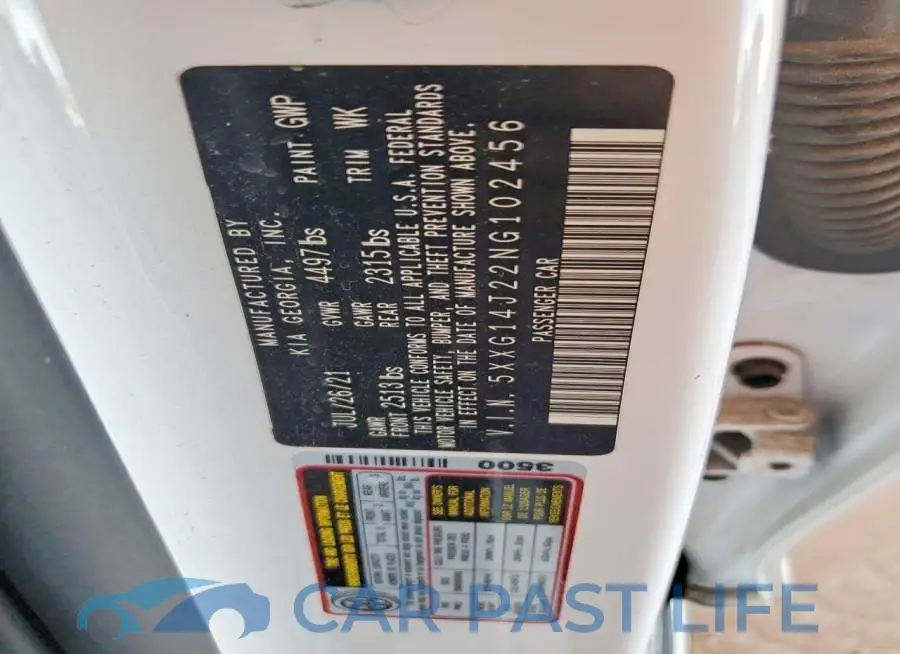 5XXG14J22NG102456# 12
