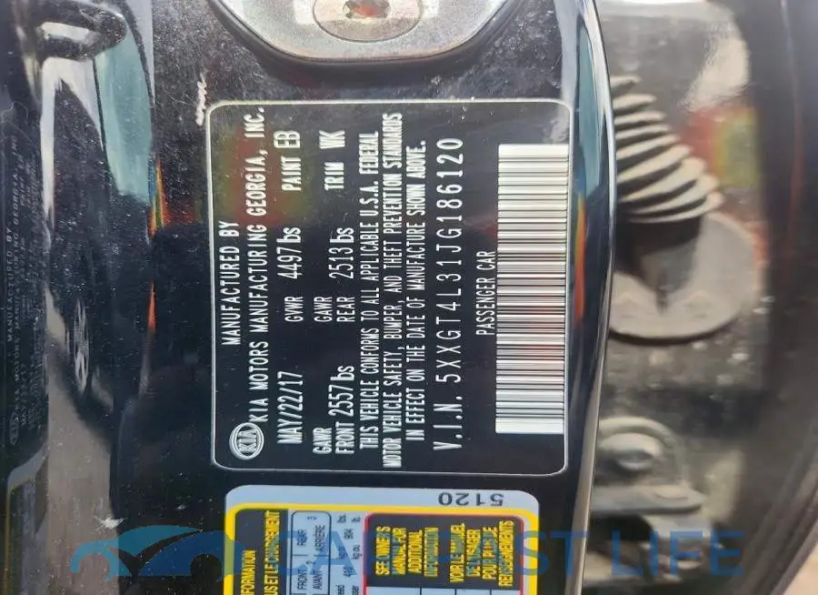 5XXGT4L31JG186120# 12
