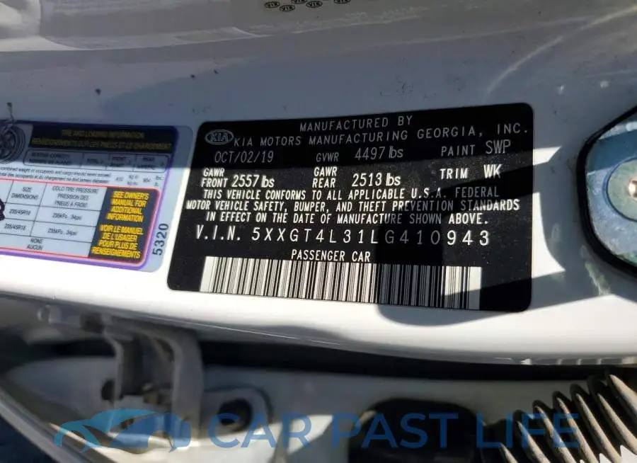 5XXGT4L31LG410943# 12