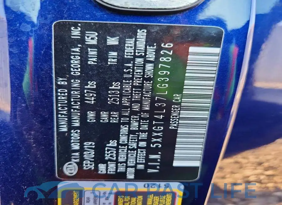 5XXGT4L37LG397826# 12
