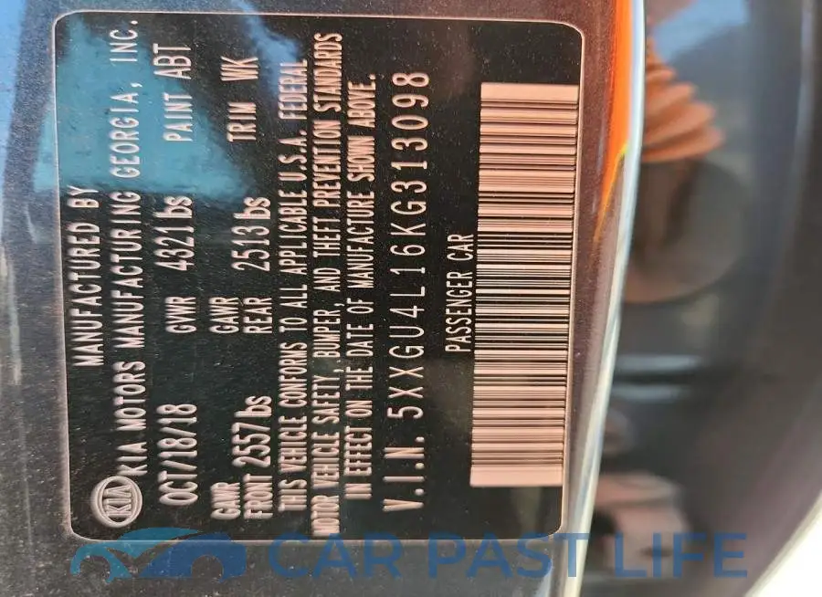 5XXGU4L16KG313098# 13