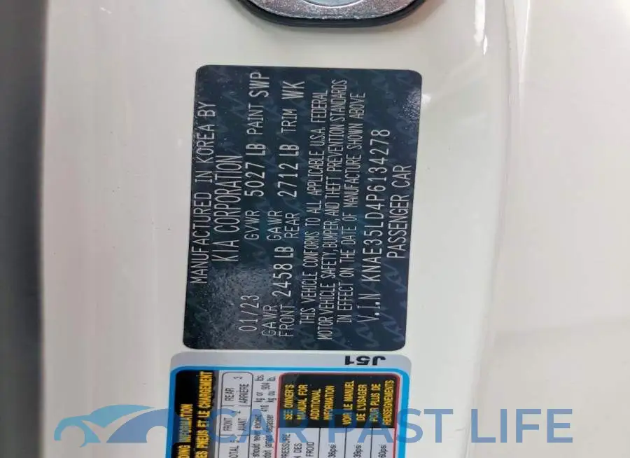 KNAE35LD4P6134278# 12
