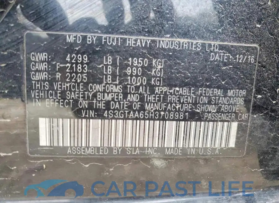 4S3GTAA65H3708981# 12