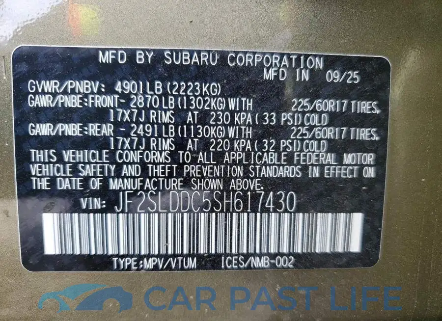 JF2SLDDC5SH617430# 13