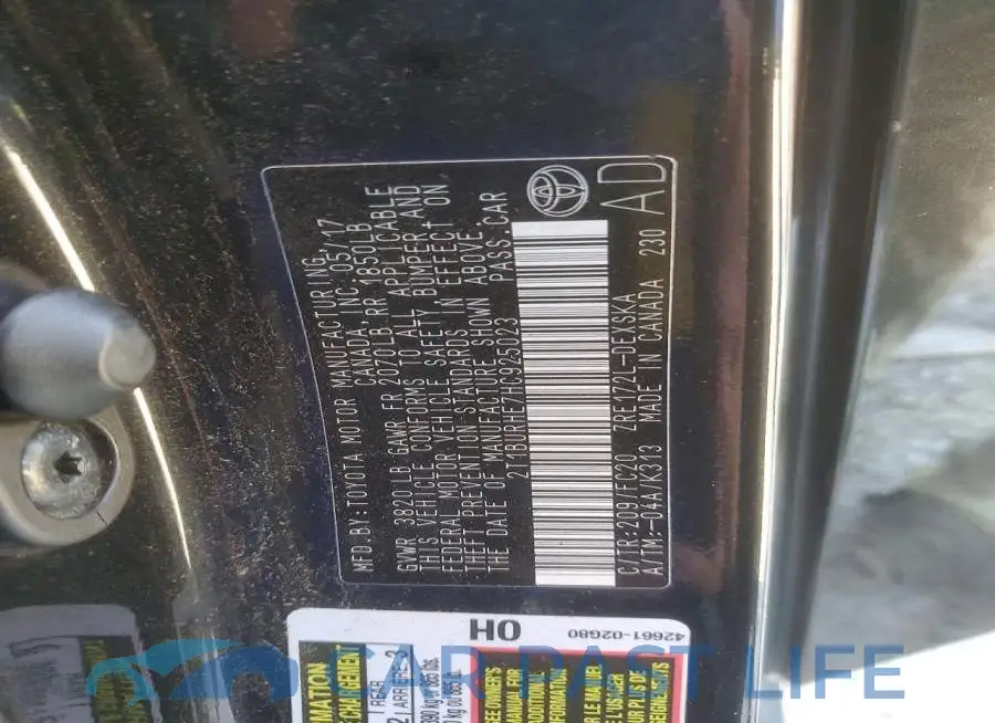 2T1BURHE7HC925023# 12