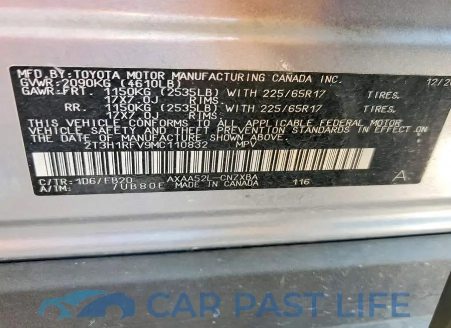 2T3H1RFV9MC110832# 13