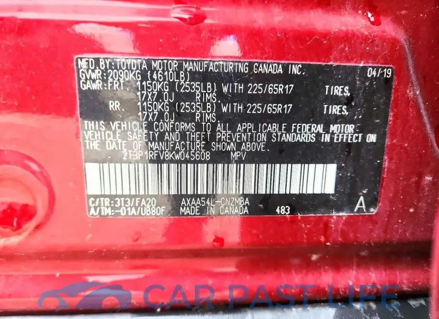 2T3P1RFV8KW045608# 13