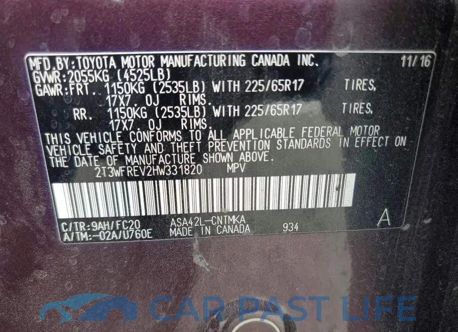 2T3WFREV2HW331820# 13