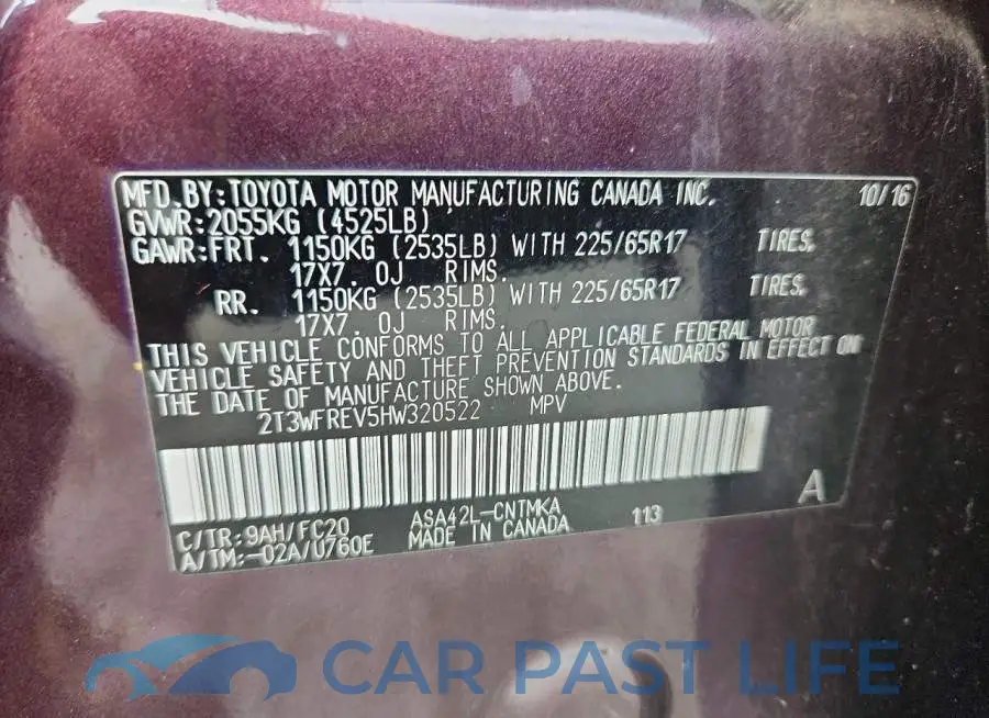 2T3WFREV5HW320522# 13