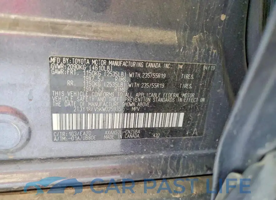 2T3Y1RFV5KW025935# 14