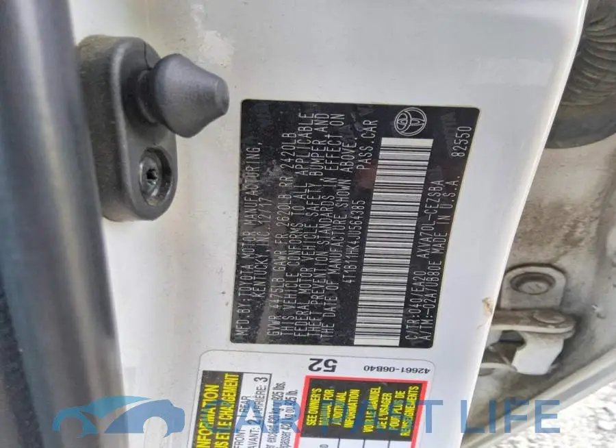 4T1B11HK4JU564385# 12