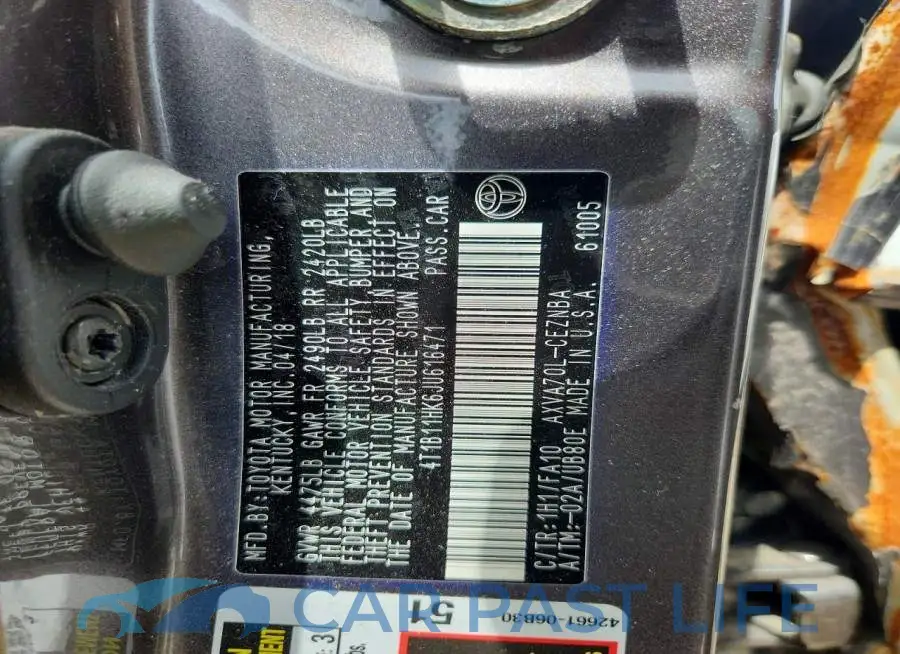 4T1B11HK6JU616471# 9