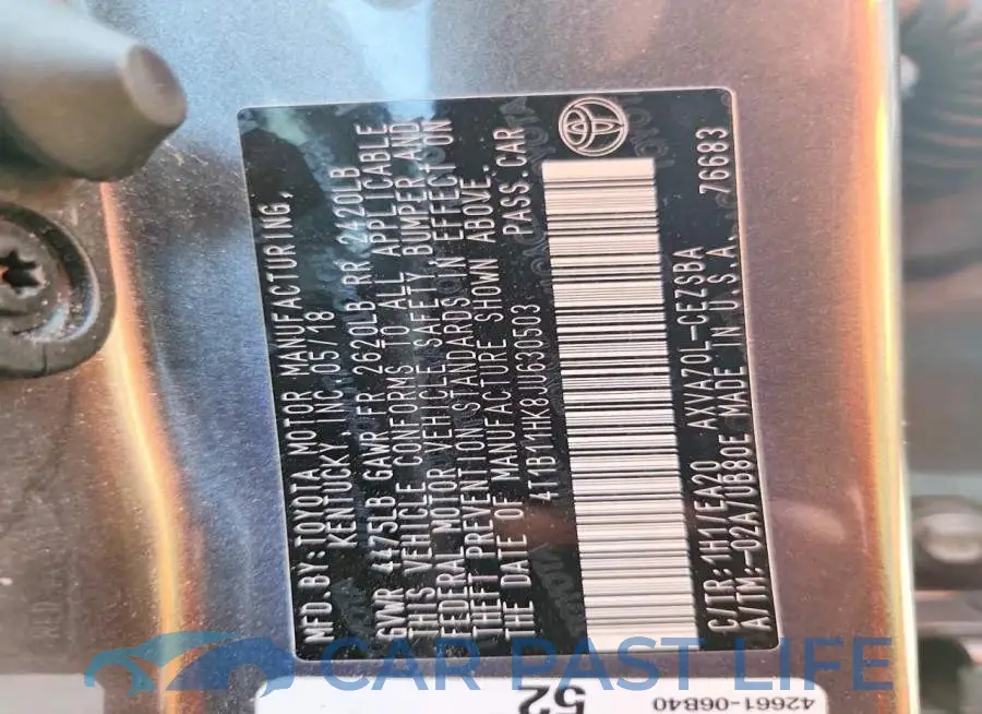 4T1B11HK8JU630503# 12