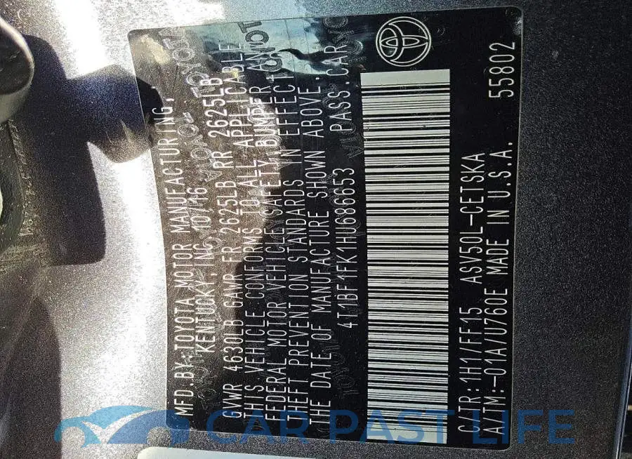 4T1BF1FK1HU686653# 12