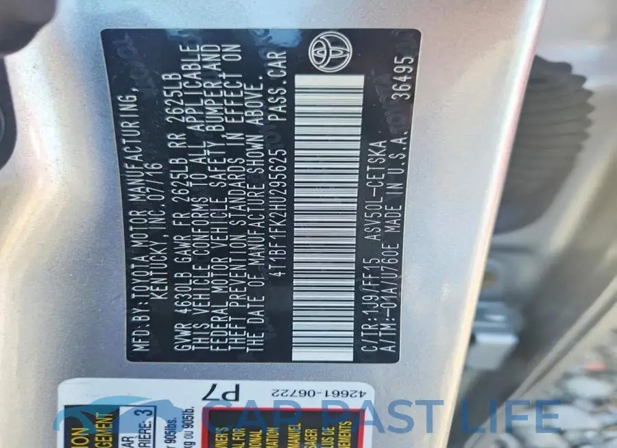 4T1BF1FK2HU295625# 12