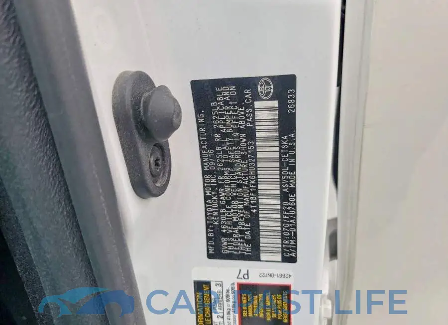 4T1BF1FK6HU327153# 12