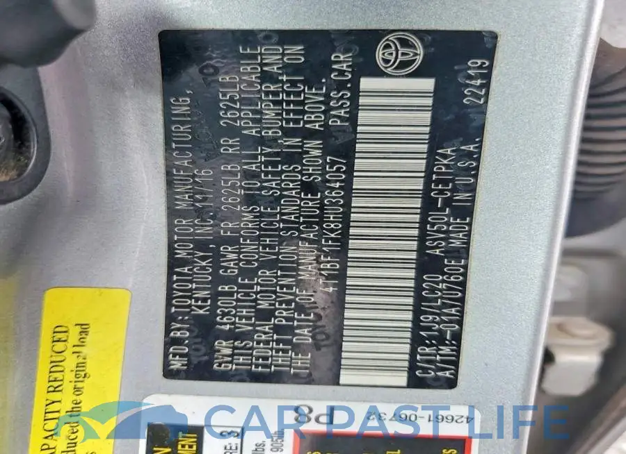 4T1BF1FK8HU364057# 12