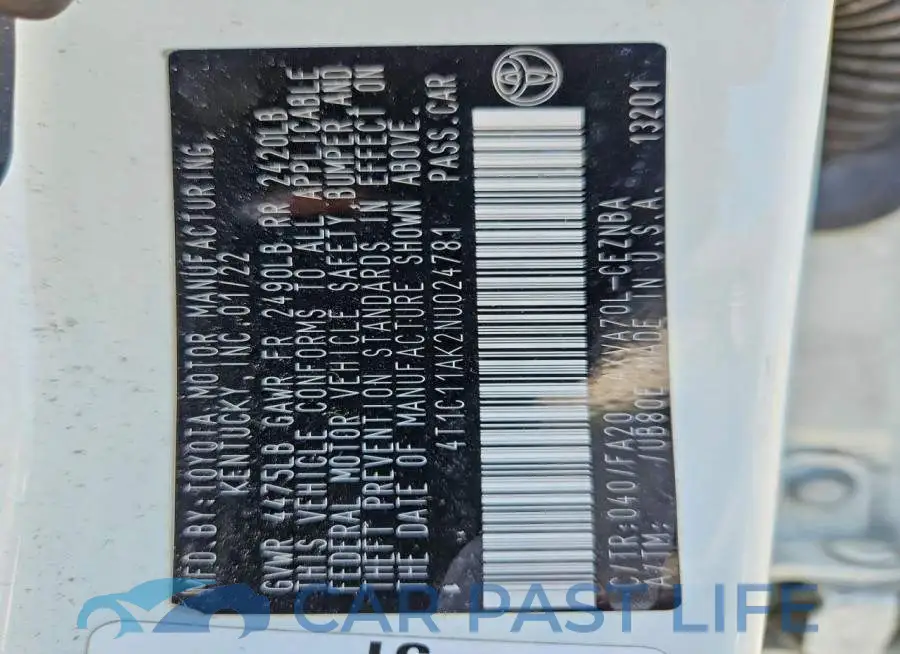 4T1C11AK2NU024781# 12