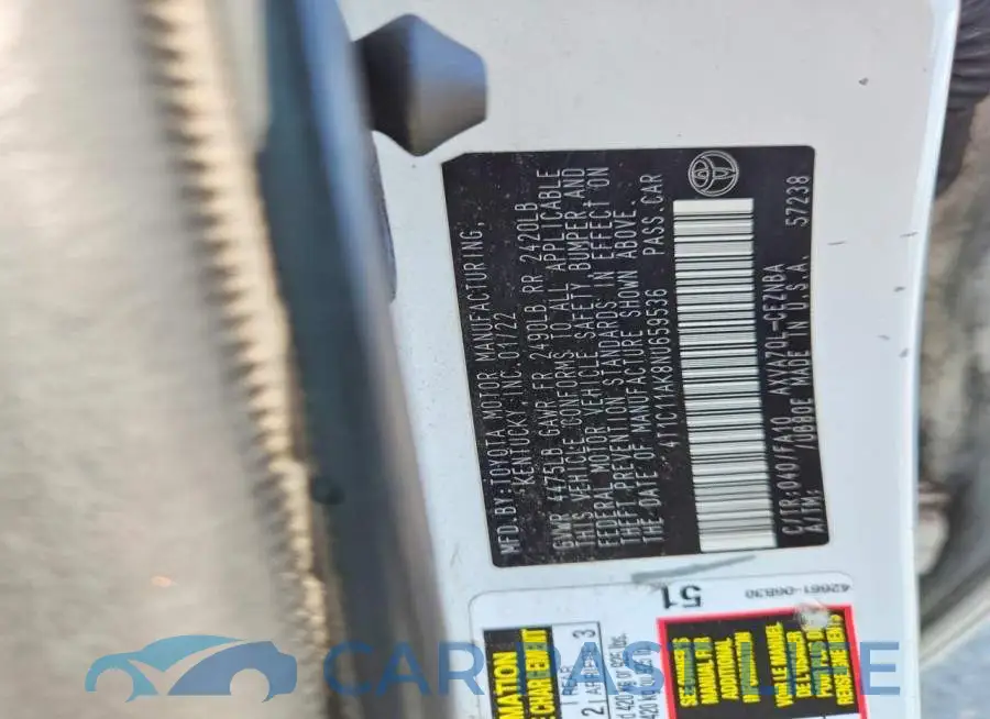 4T1C11AK8NU659536# 12