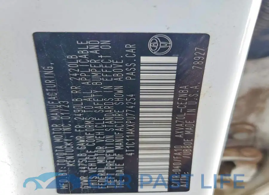 4T1C11AKXPU774254# 12