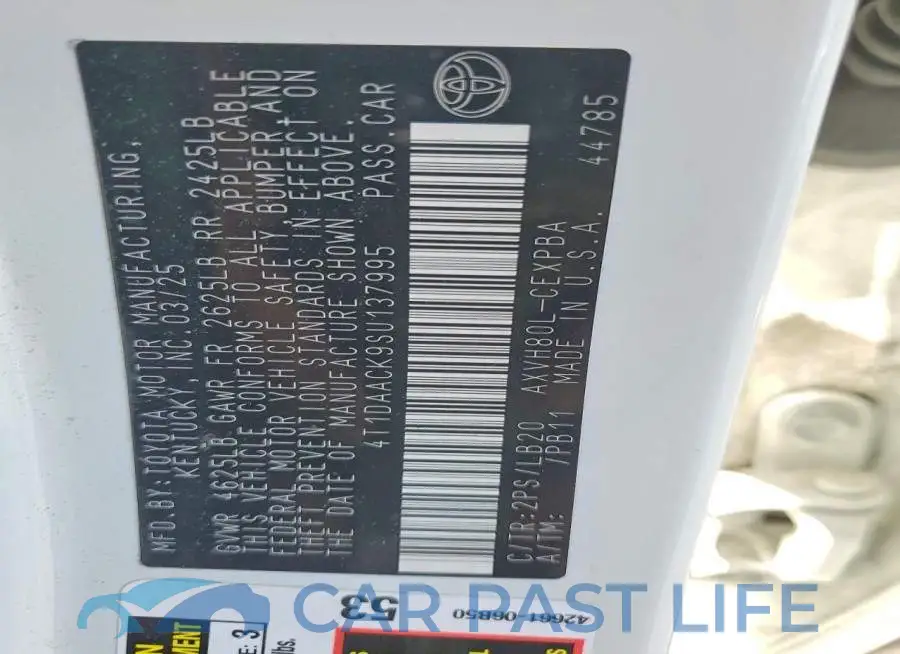 4T1DAACK9SU137995# 12