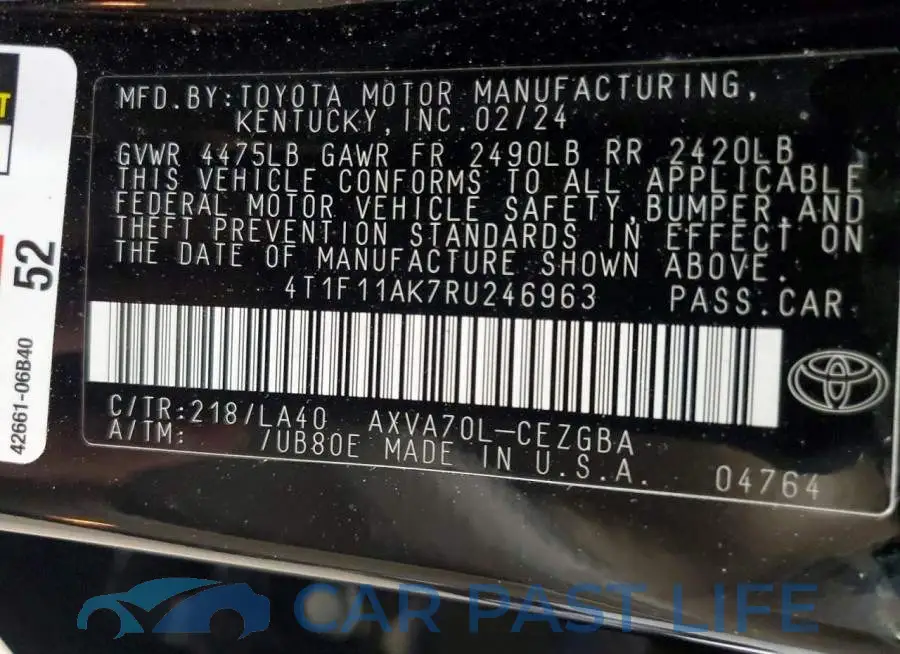 4T1F11AK7RU246963# 12