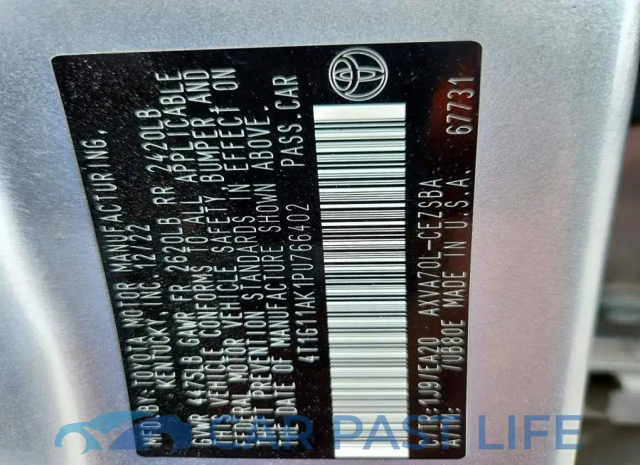 4T1G11AK1PU766402# 13