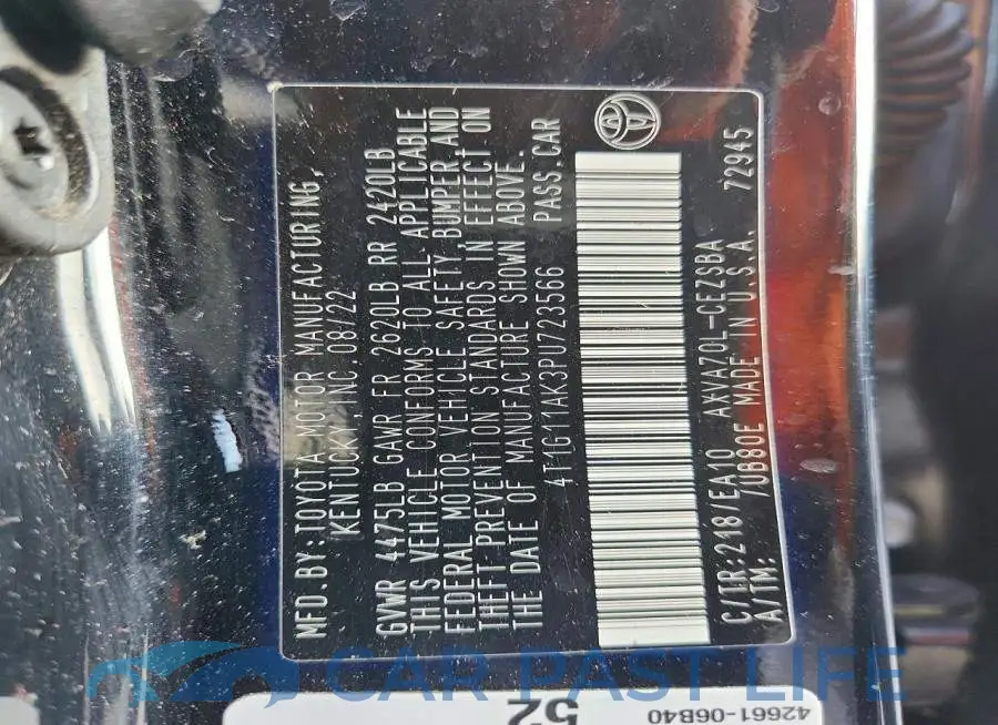 4T1G11AK3PU723566# 12