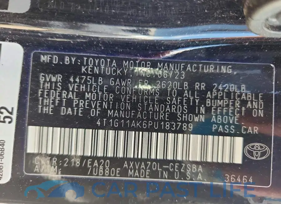 4T1G11AK6PU183789# 12