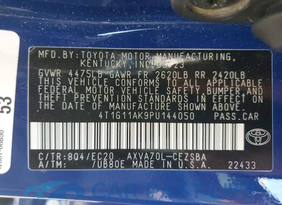 4T1G11AK9PU144050# 12