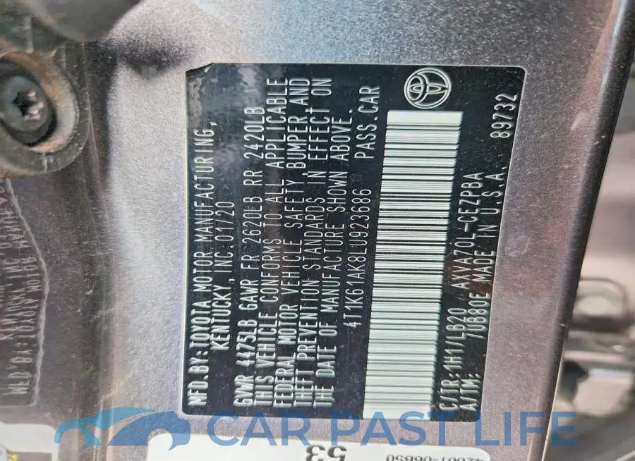 4T1K61AK8LU923686# 12