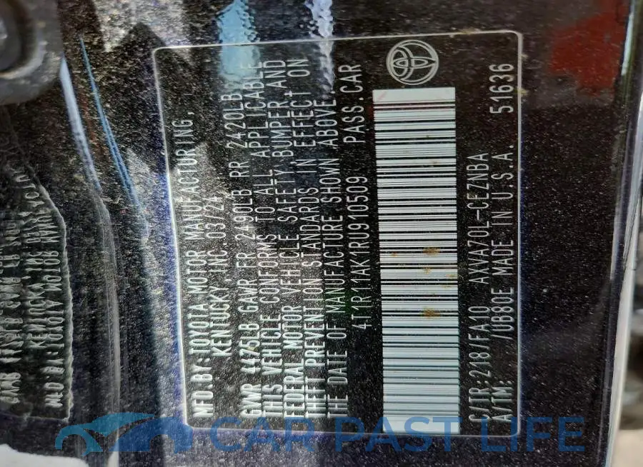 4T1R11AK1RU910509# 12