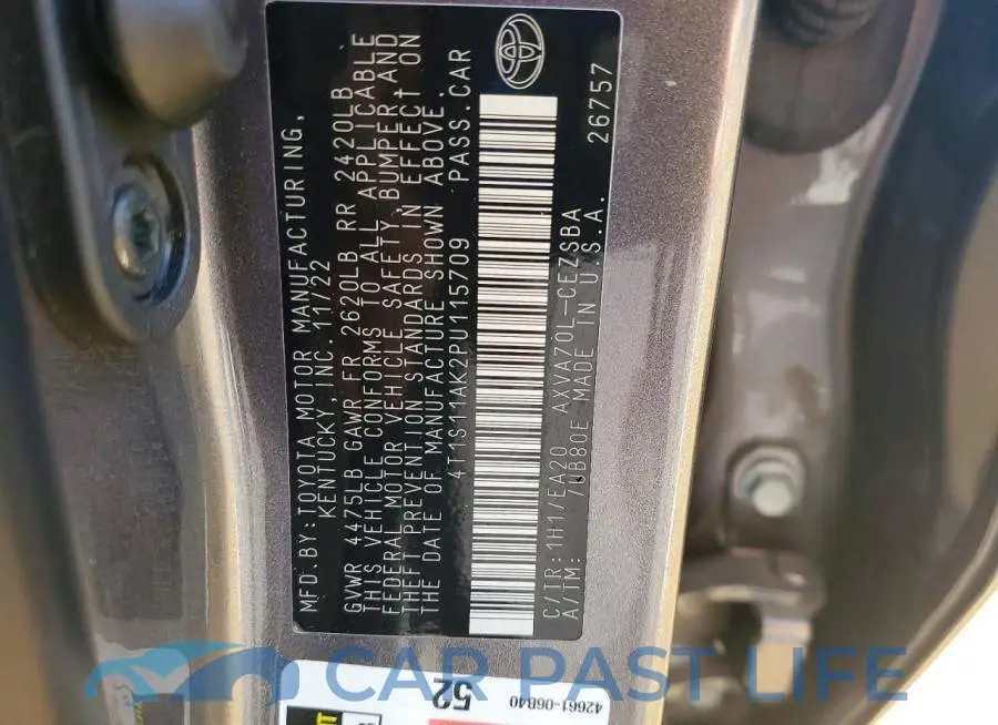 4T1S11AK2PU115709# 12
