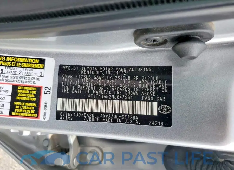 4T1T11AK2NU647964# 12