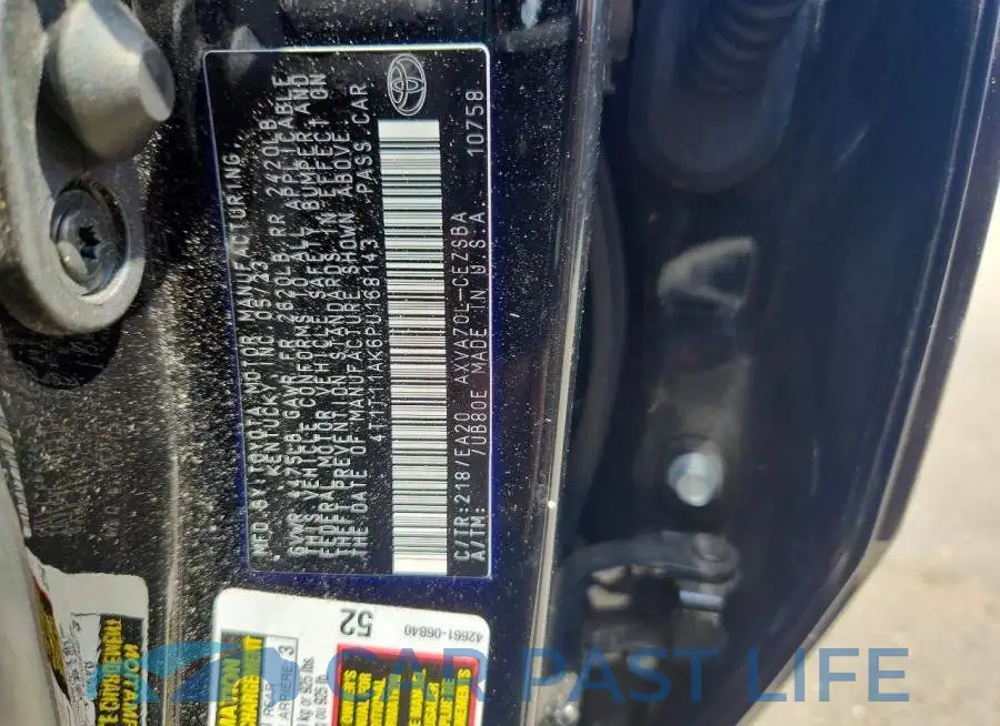4T1T11AK6PU168143# 12
