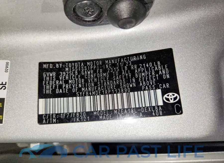 5YFB4MDE1RP113890# 12