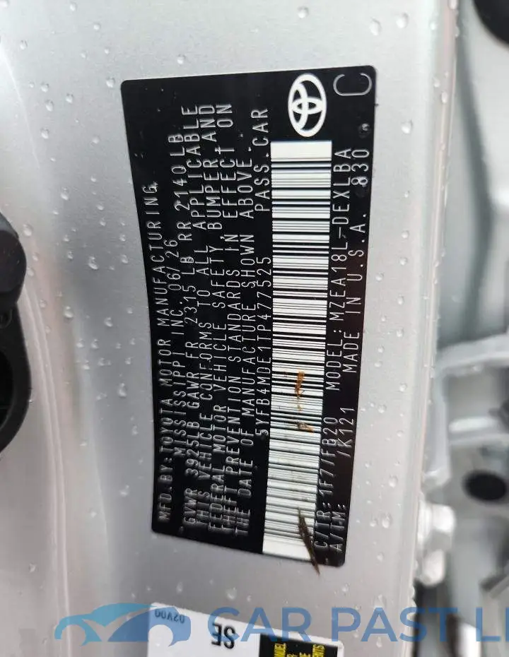 5YFB4MDE1TP477525# 12