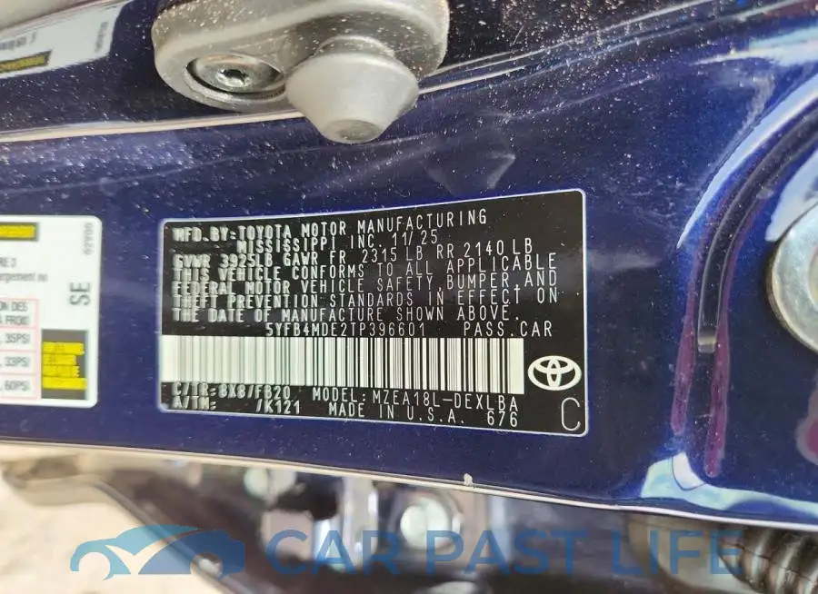 5YFB4MDE2TP396601# 12