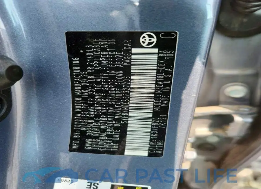 5YFB4MDE5SP327206# 13