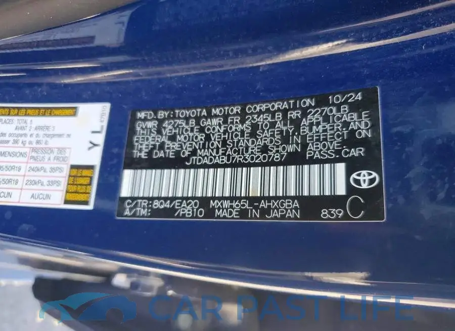 JTDADABU7R3020787# 12