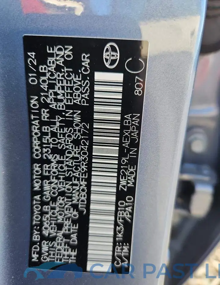 JTDBCMFE9R3042172# 12